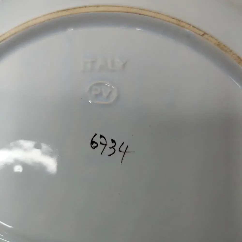 PV Peasant Village Italy Blue Floral Flower Italian Pottery 9.25